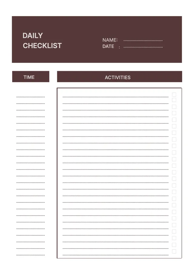 Brown Daily Checklist