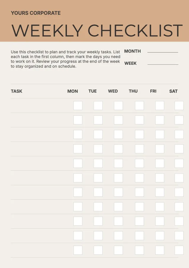 Brown Weekly Checklist