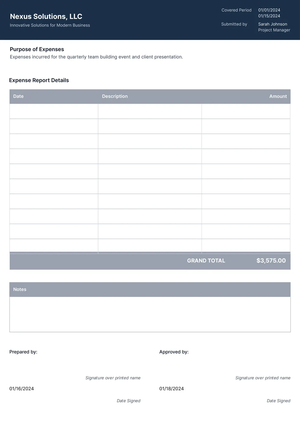 business-expense-report form