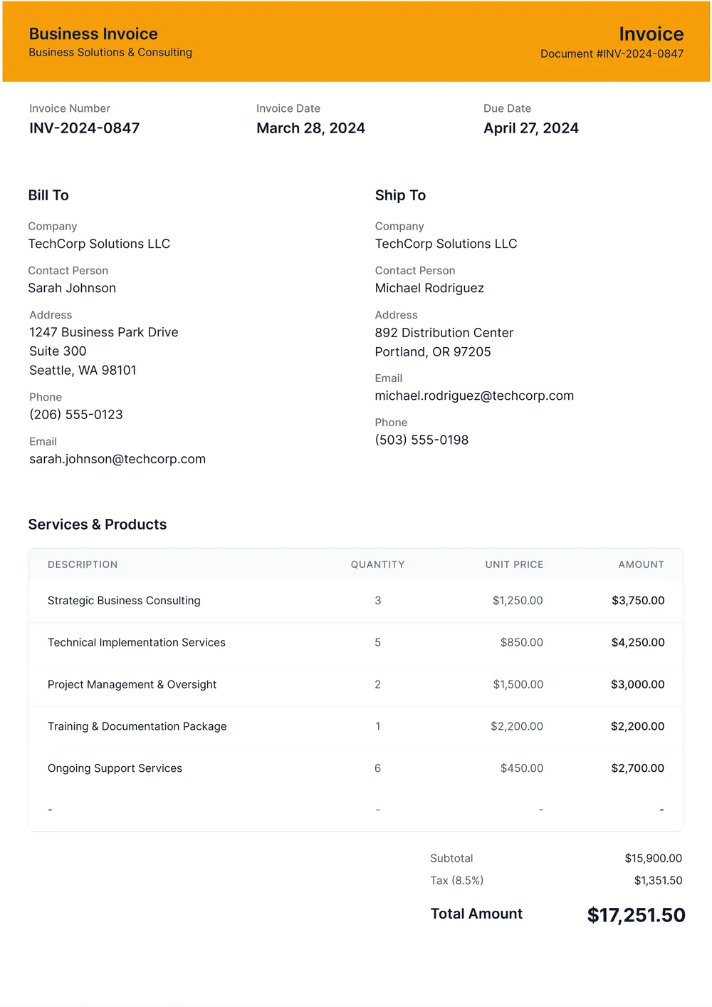 business-invoice form