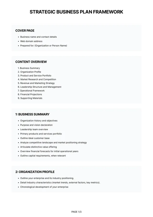 Business Plan Outline Template
