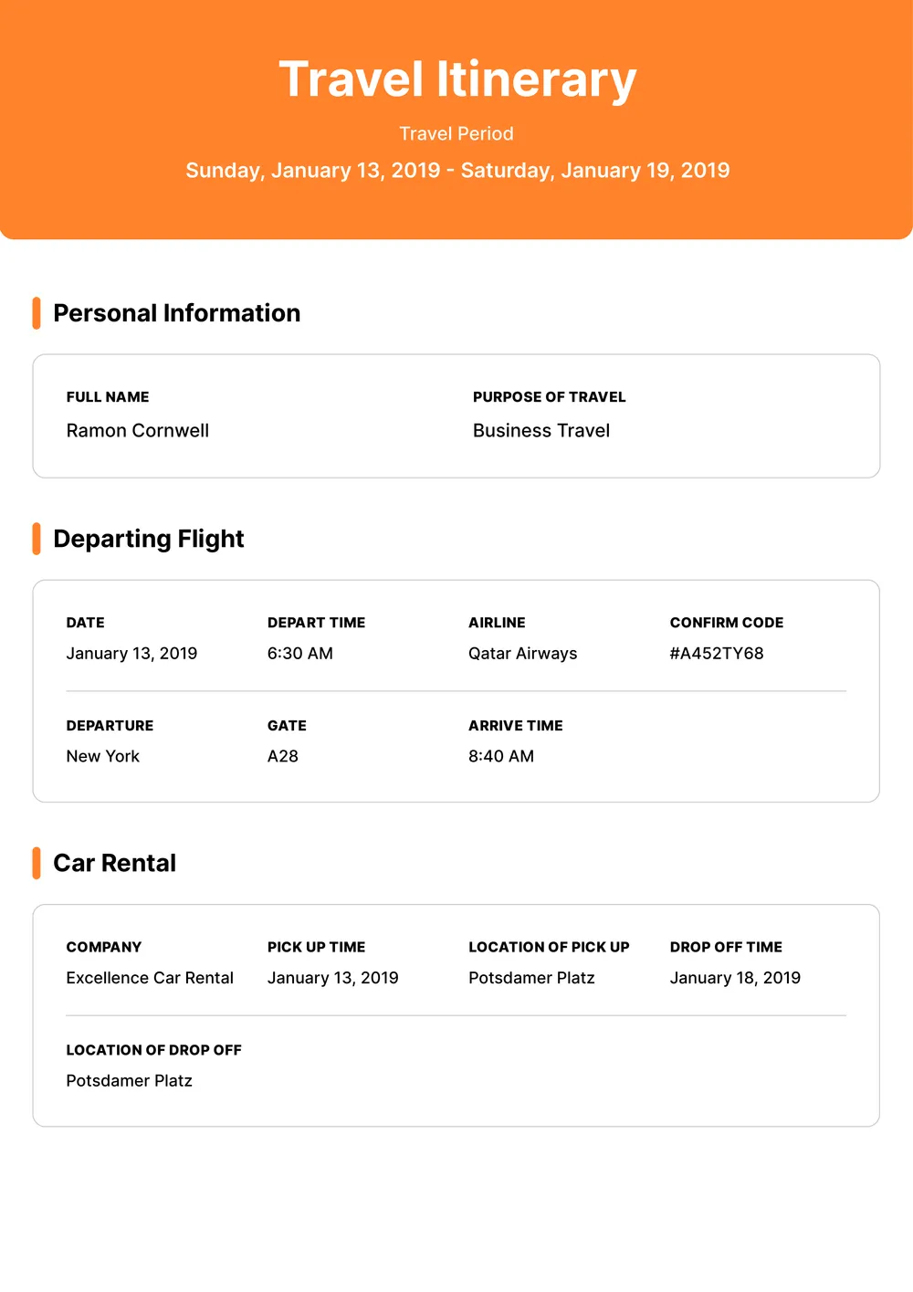 business-travel-itinerary form