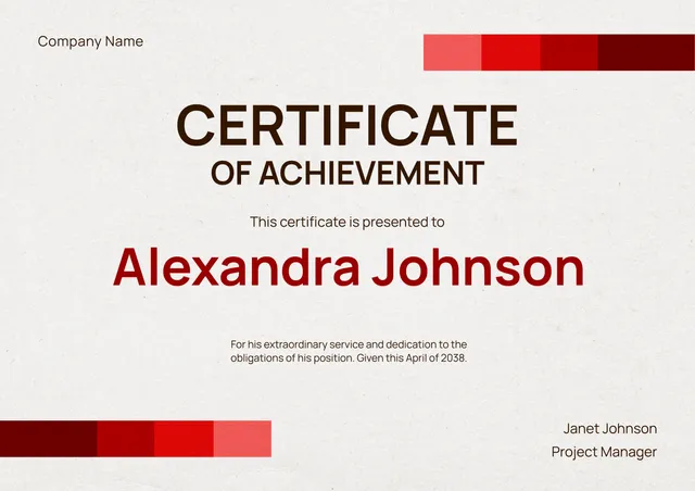Certificate of Achievement Template