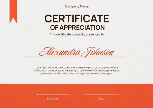 Certificate of Appreciation Template