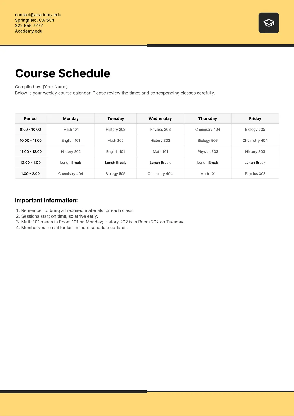 class-schedule form