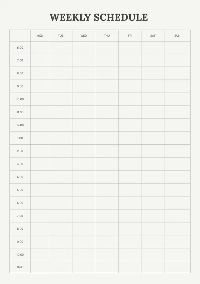 Classic Weekly Schedule