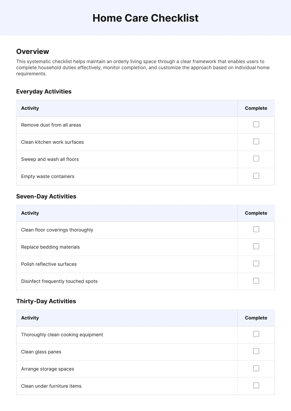 cleaning-checklist form