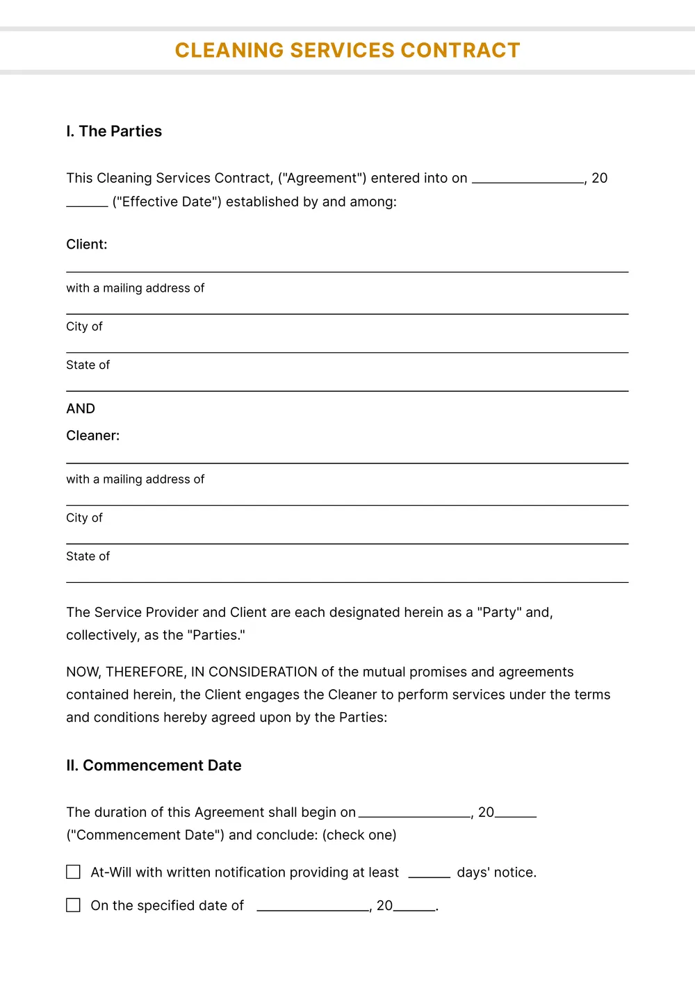 cleaning-contract form