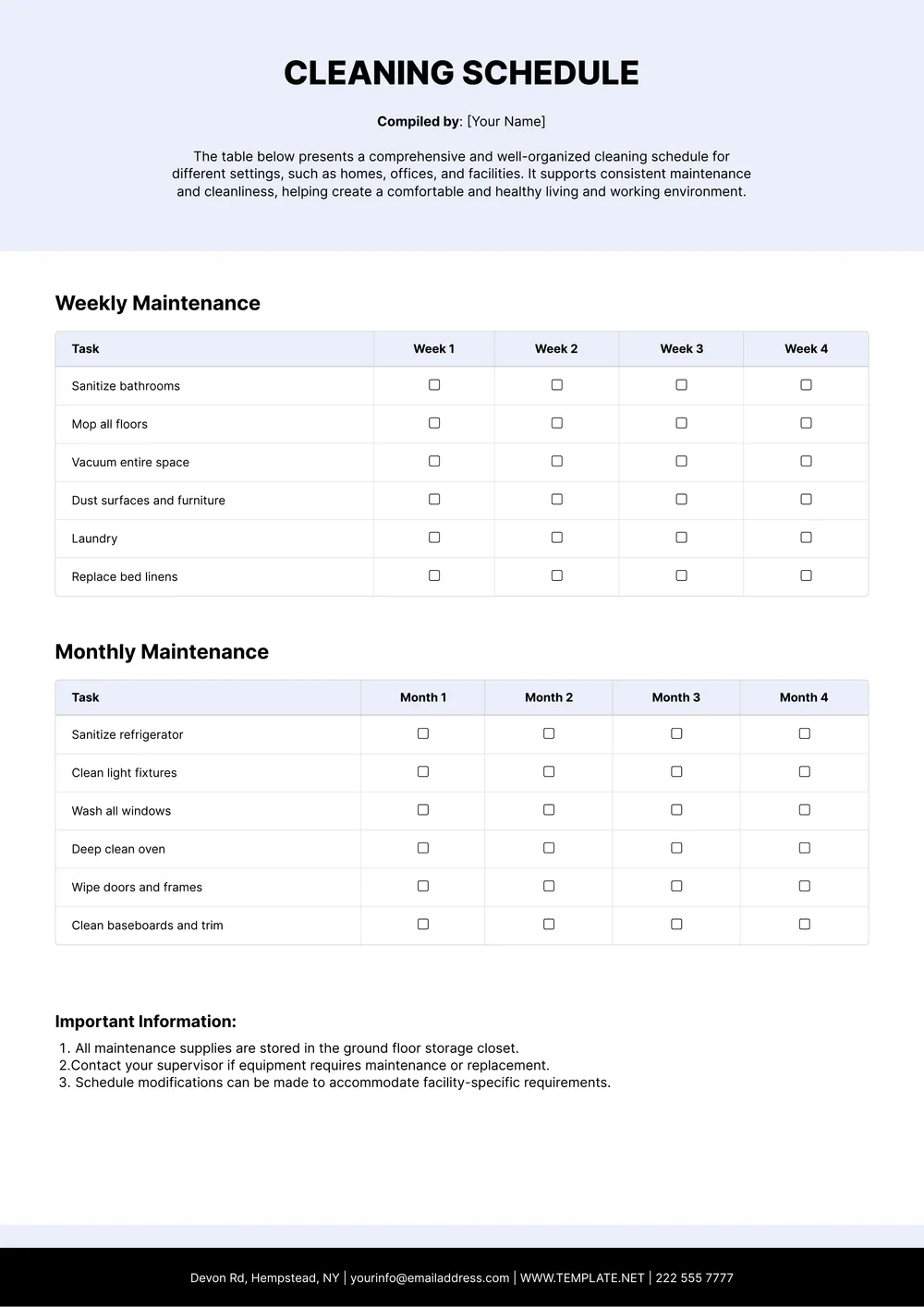 cleaning-schedule form