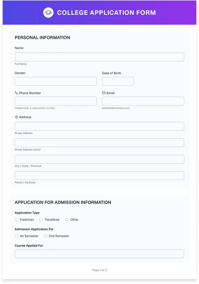College Application Form
