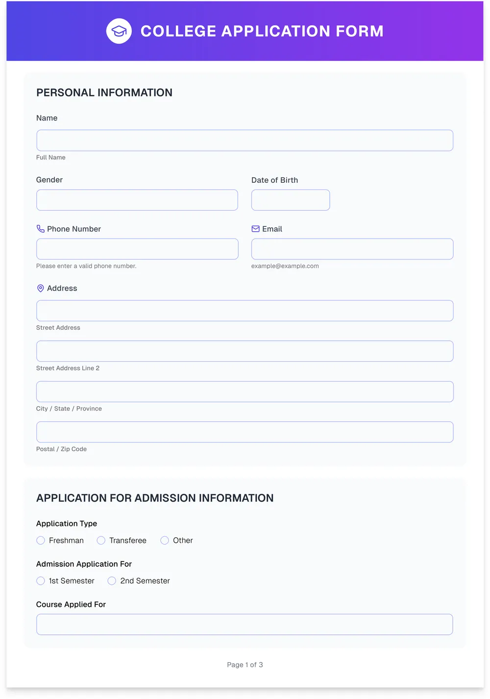 college-application-form form