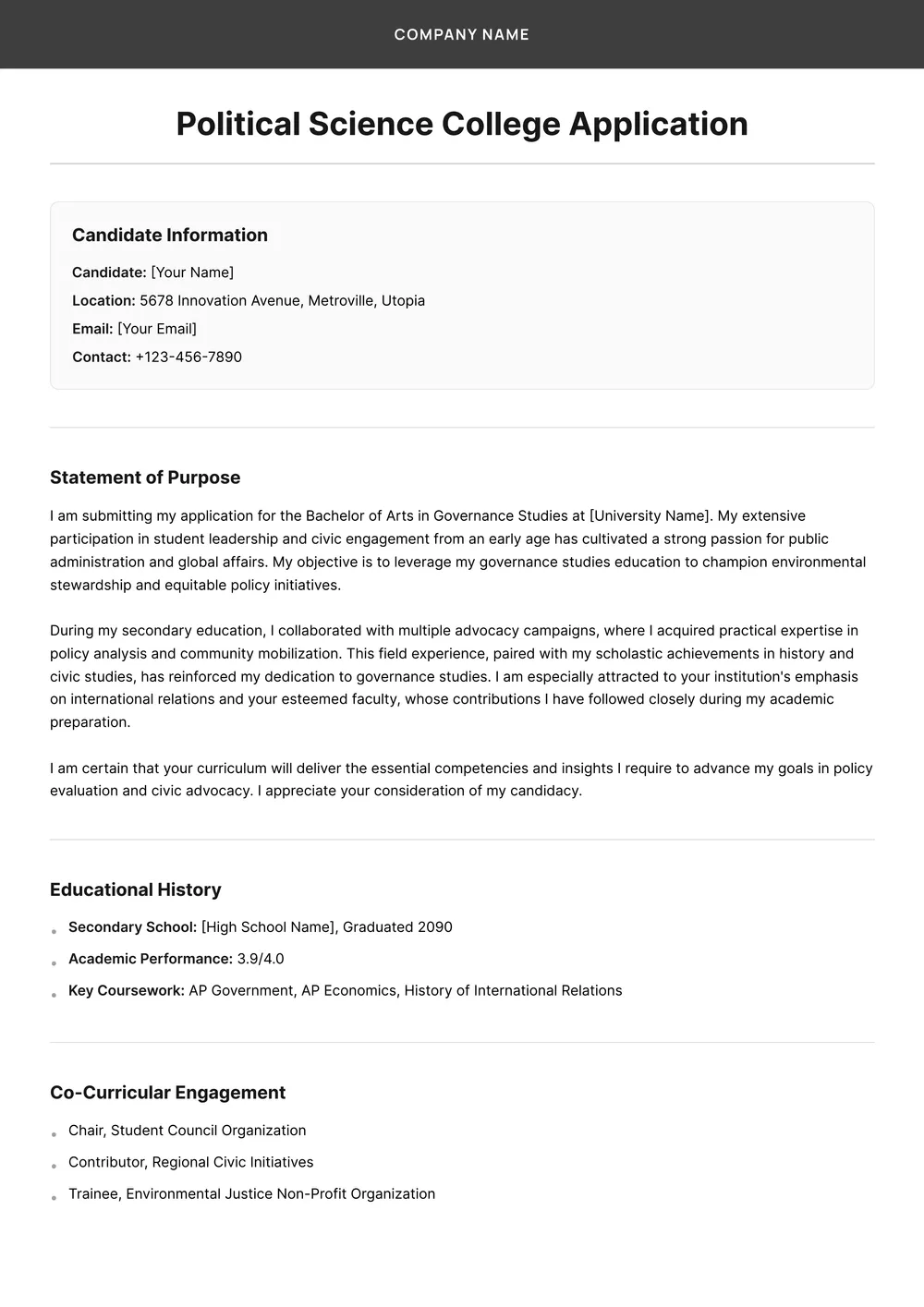 college-application form