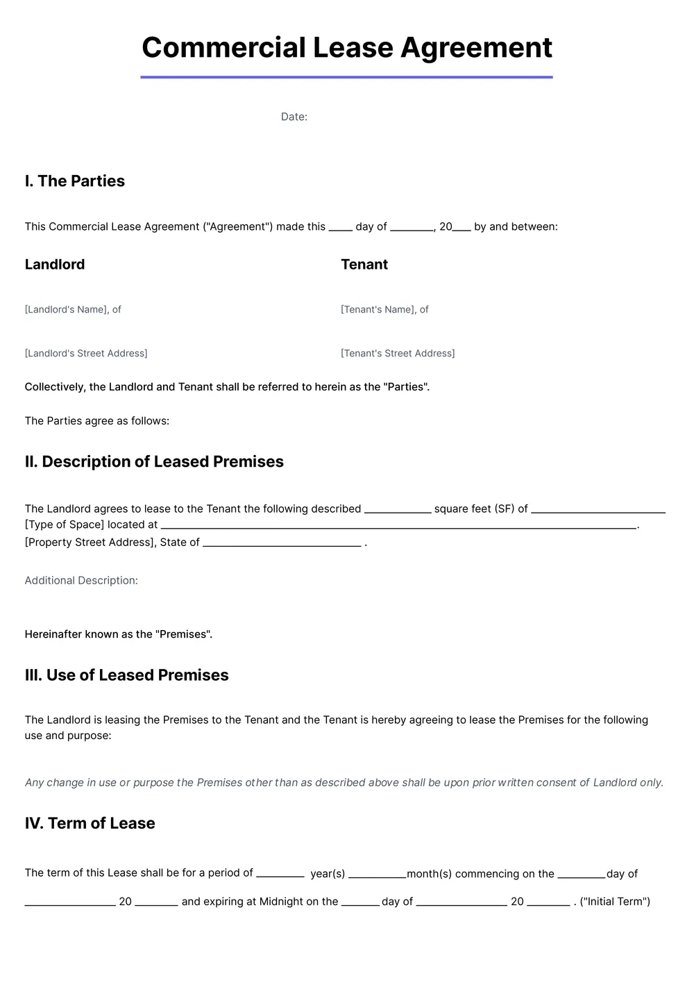 commercial-lease-agreement form