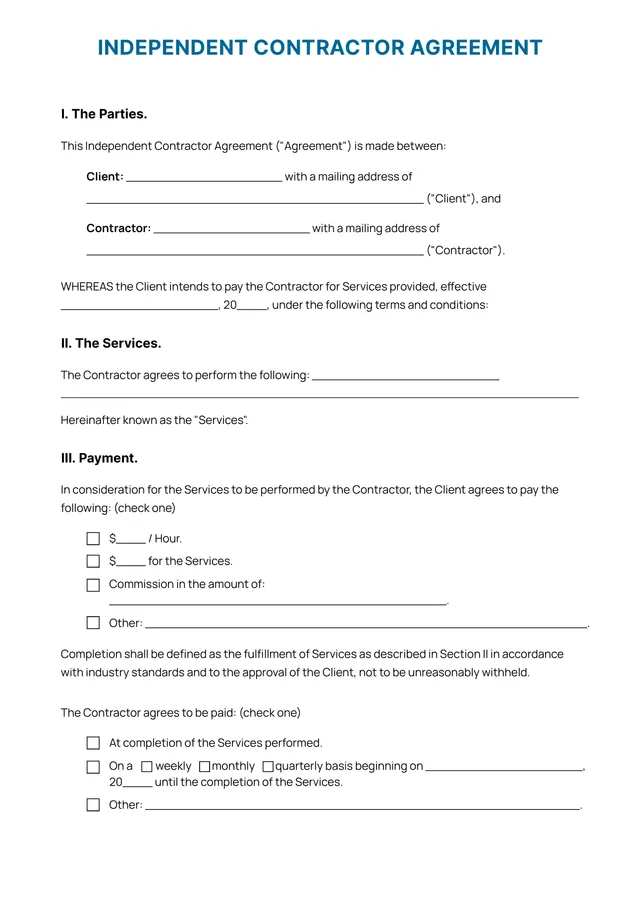 Contractor Contract Template