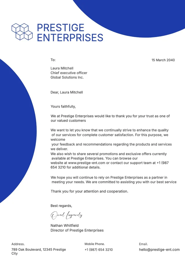 Corporate Appreciation Letterhead