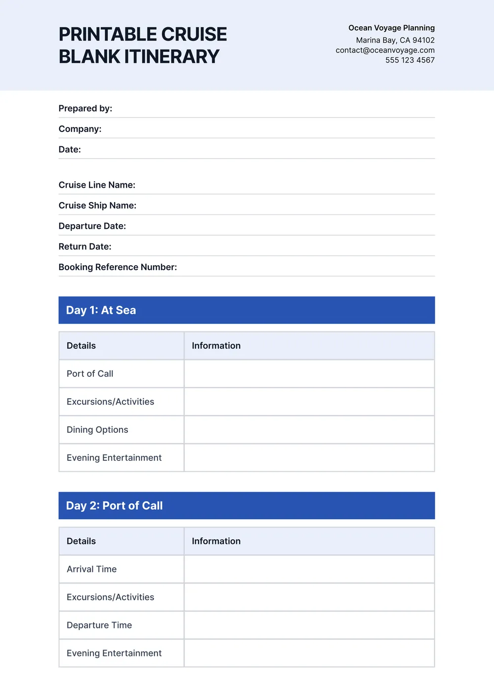cruise-itinerary form