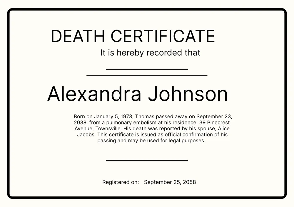 death-certificate form