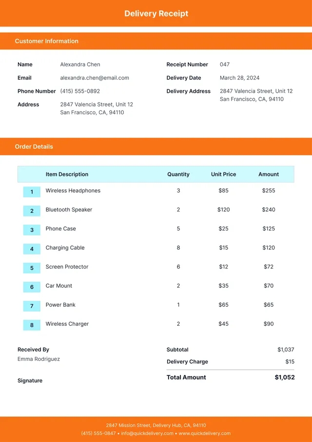 Delivery Receipt Template