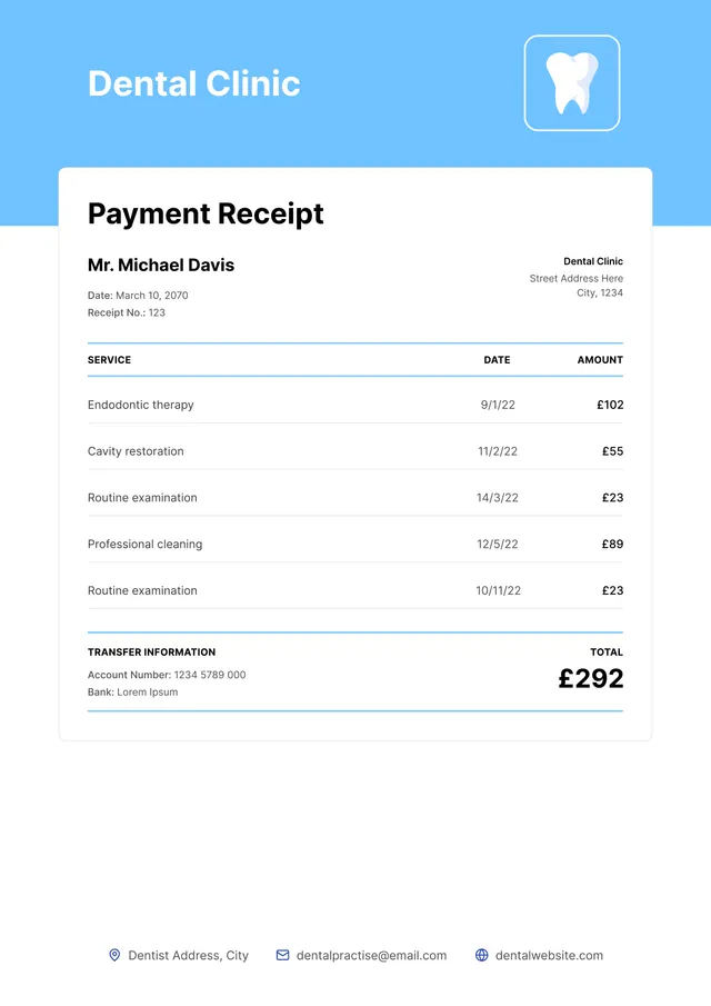 Dental Invoice Template