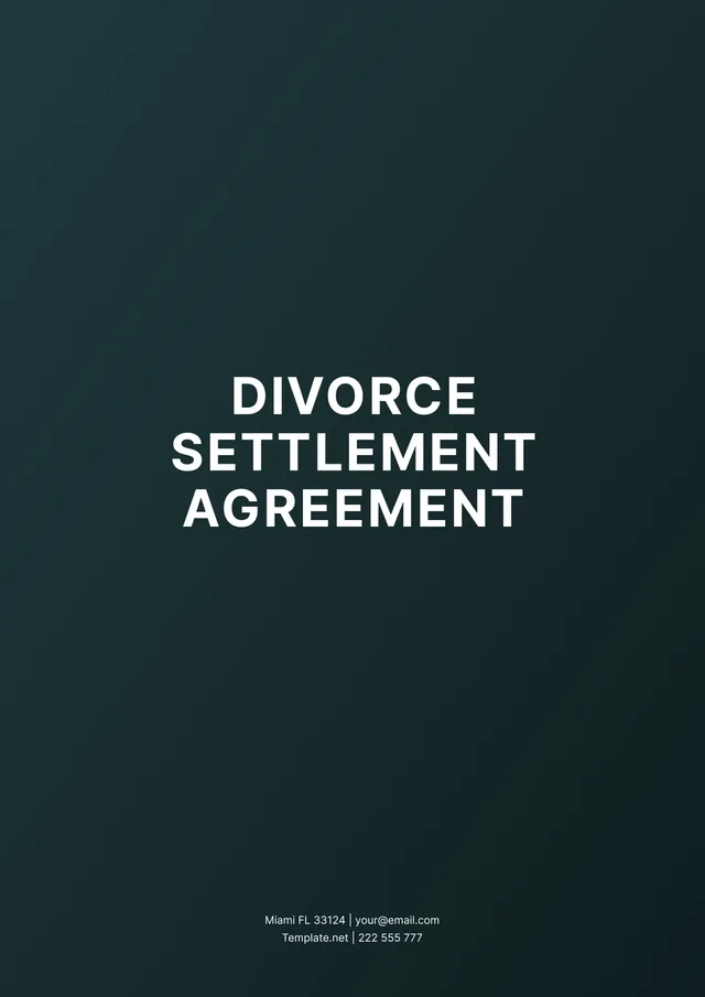 Divorce Settlement Agreement Template