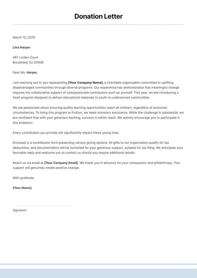 Donation Letter Template