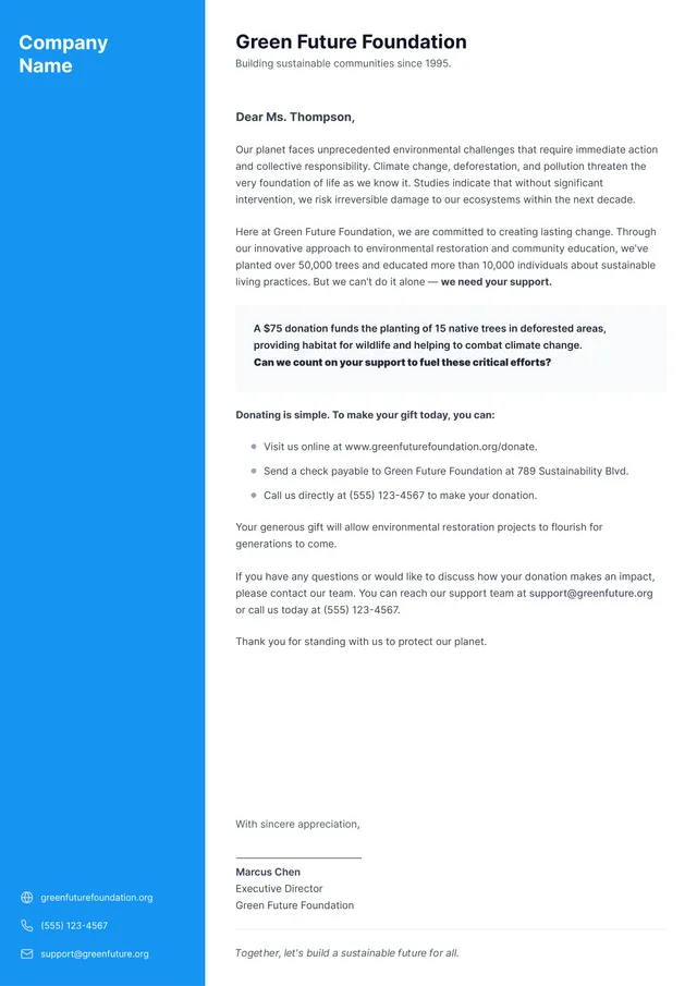 Donation Request Letter Template