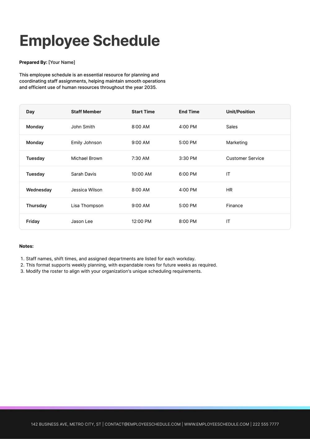 employee-schedule form