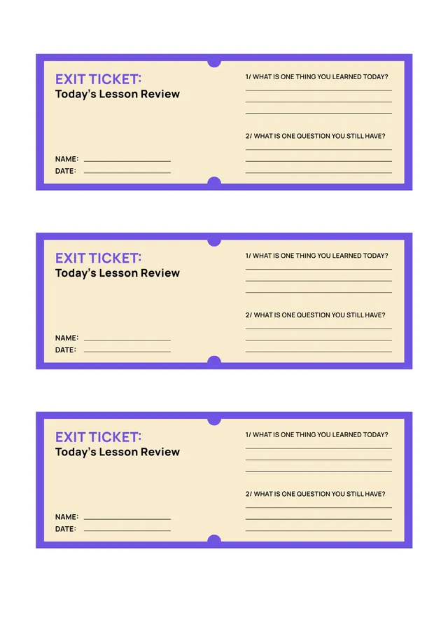 Exit Ticket Template
