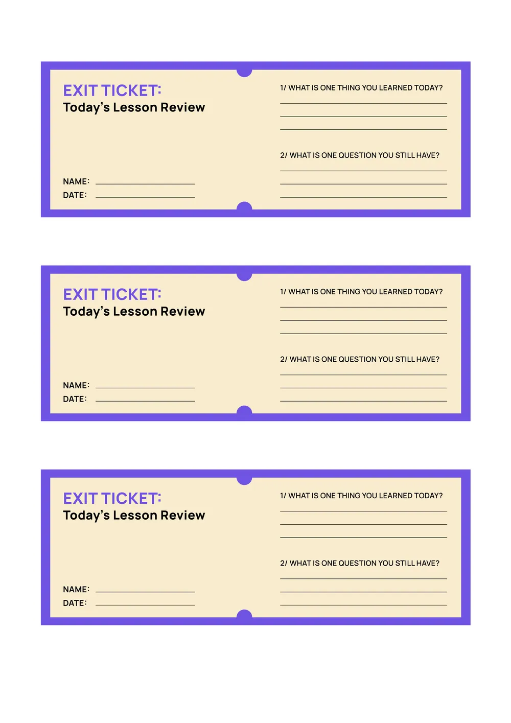 exit-ticket form