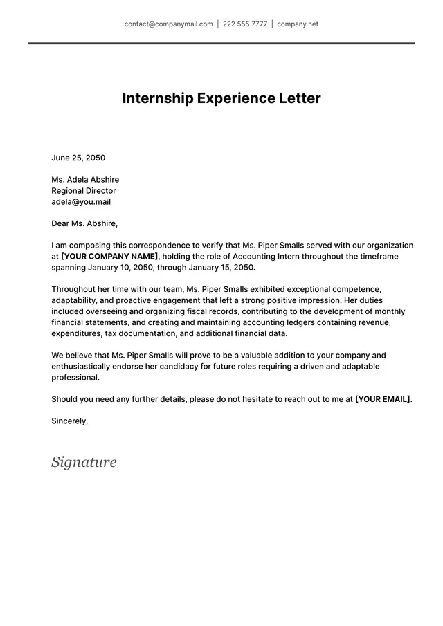 Experience Letter Template