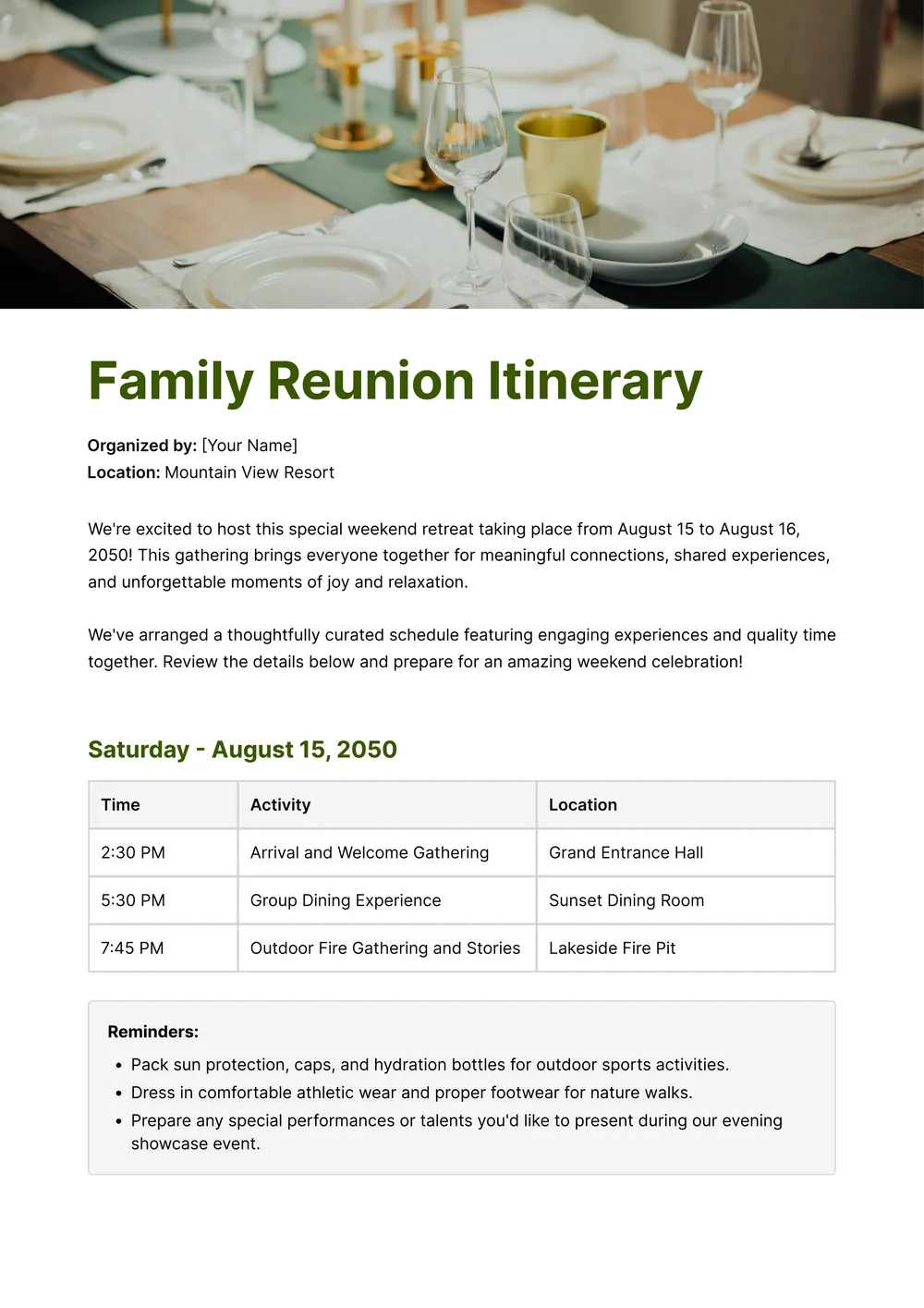 family-reunion-itinerary form