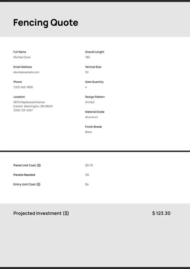 Fence Quote Template