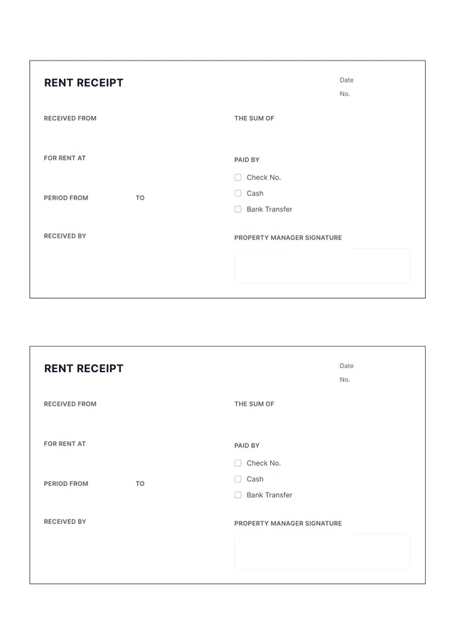 Fillable Rent Receipt Template