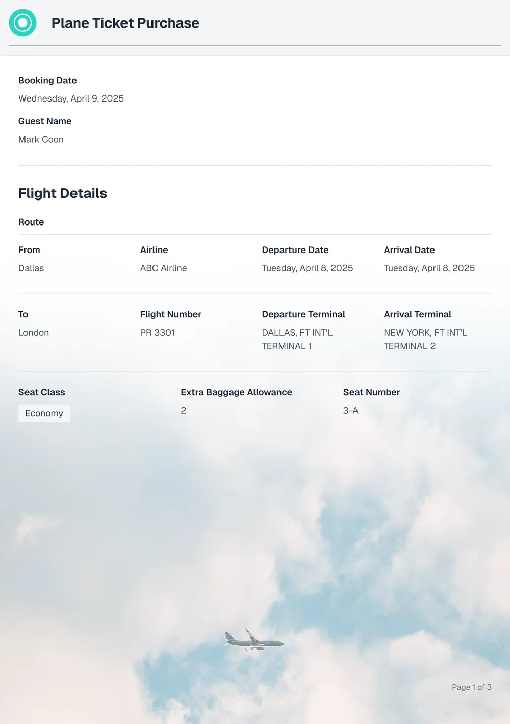 Plane Ticket Template