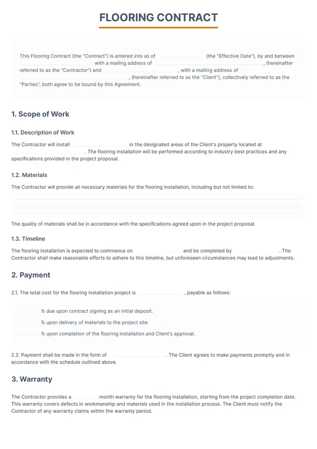 Flooring Contract Template