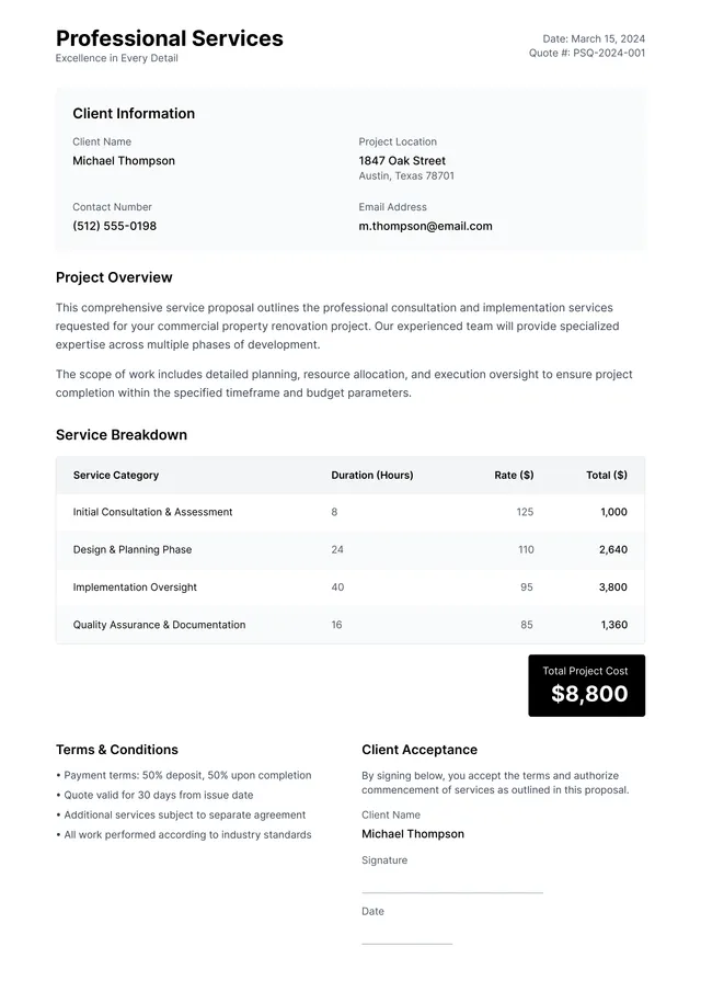 Formal Quote Template