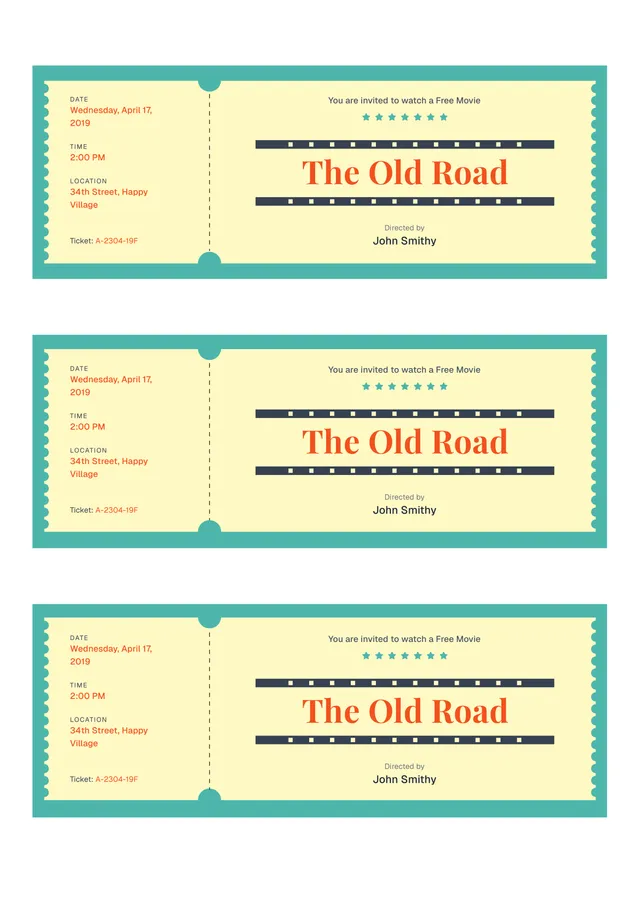 Free Movie Ticket Template
