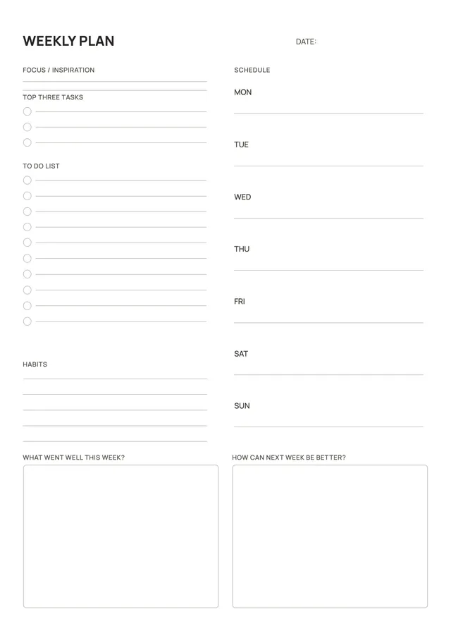 Habit Weekly Planner