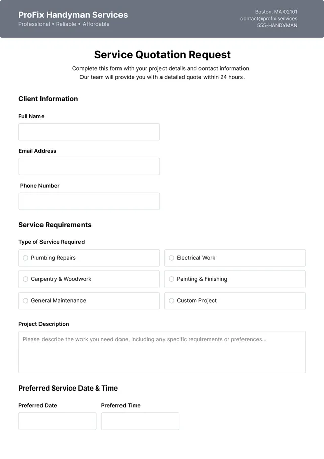 Handyman Quote Template