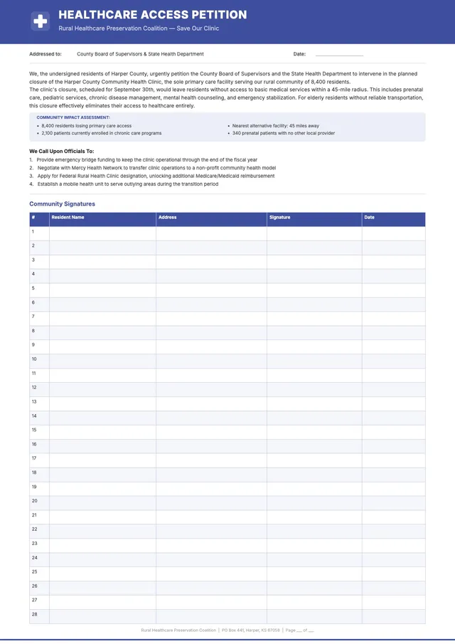 Healthcare Access Petition