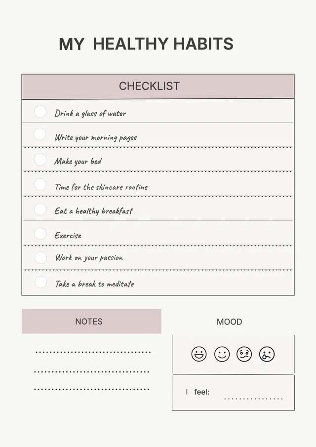 Healthy Habits Checklist