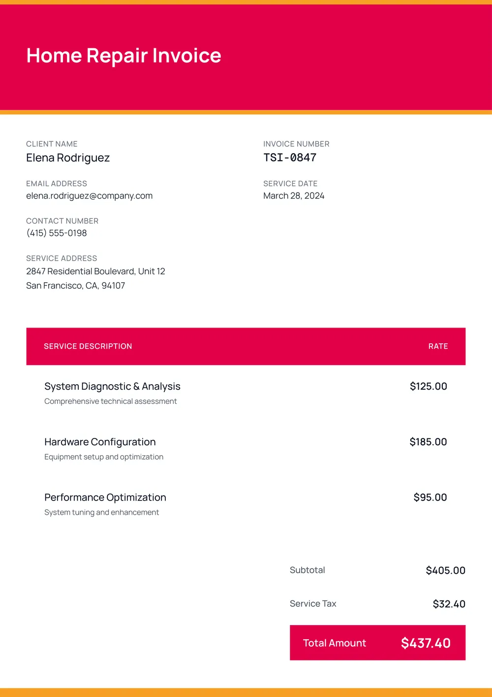 home-repair-invoice form