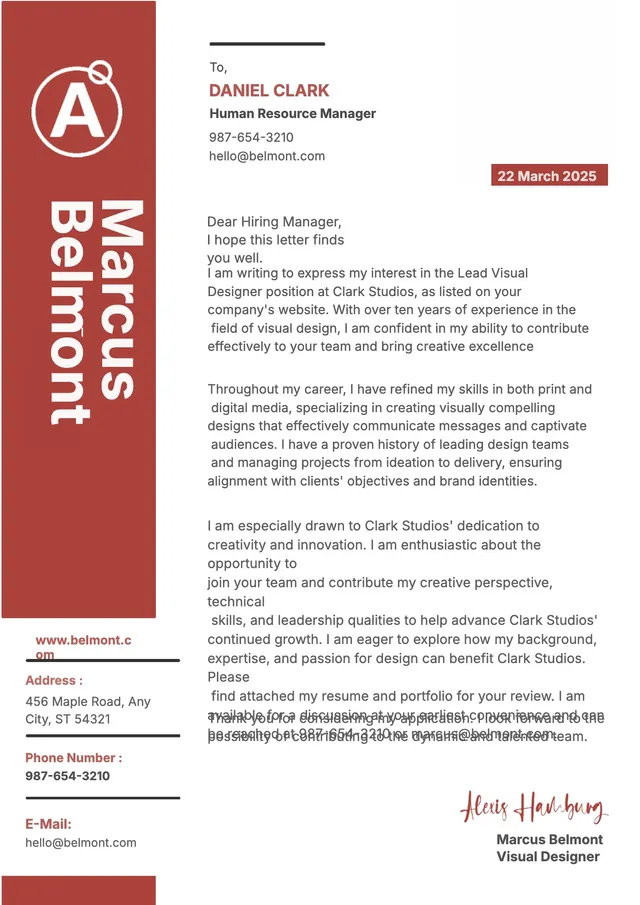 Job Application Letterhead