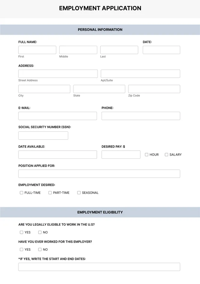 Job Application Template