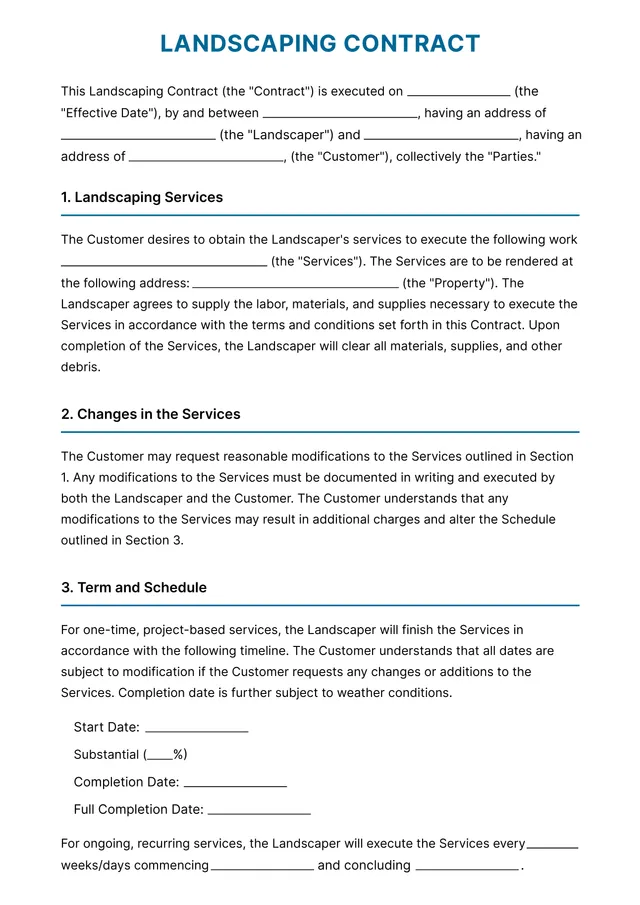 Landscaping Contract Template