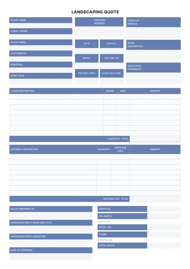Landscaping Quote Template