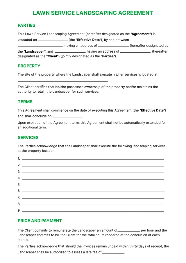 Lawn Care Contract Template