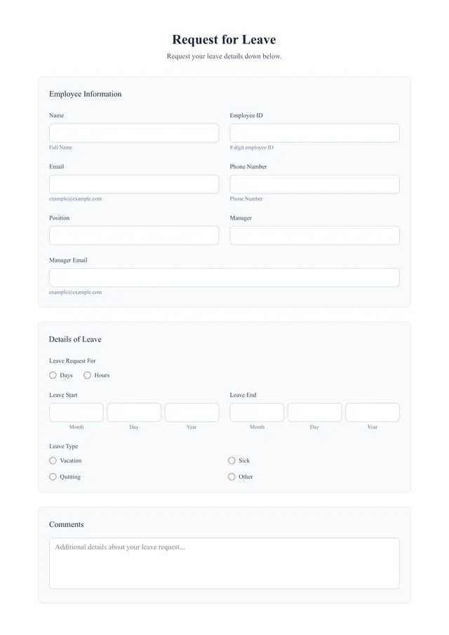 Leave Request Form Template