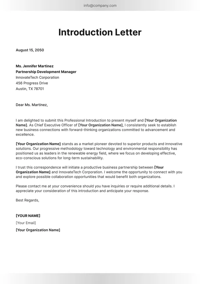 Letter of Introduction Template