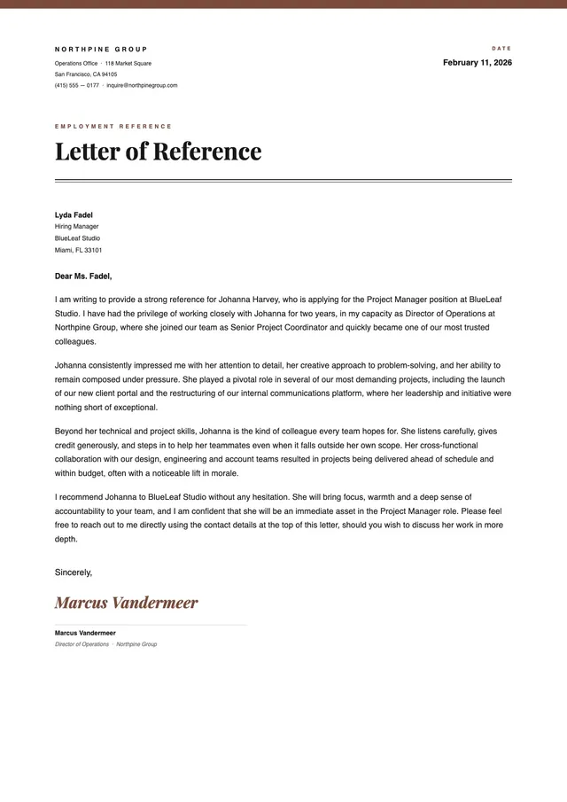 Letter of Recommendation for Employee
